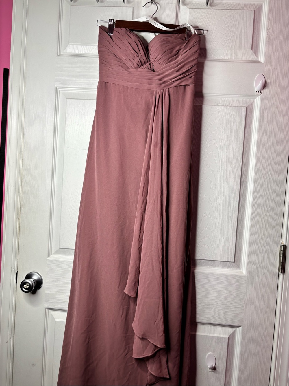 Azazie A6 Dusty Rose Mauve Strapless Chiffon Bridesmaid Dress Sweetheart